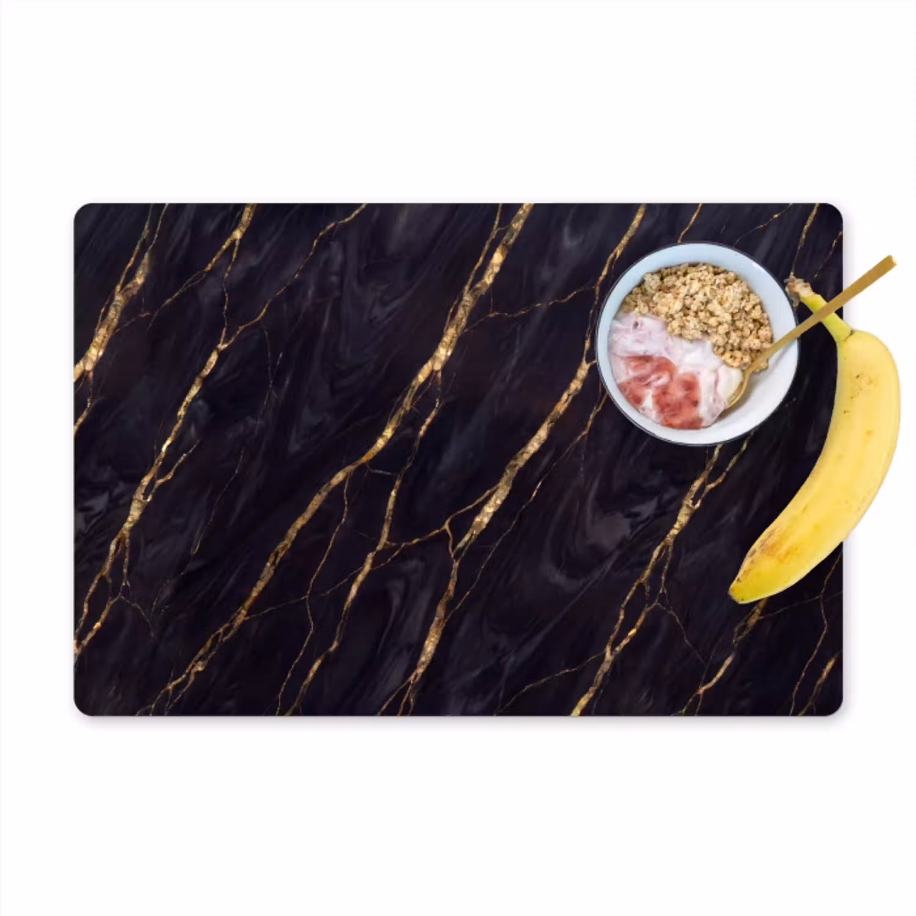 Marmer - Gouden aders - Abstract - Zwart Placemat vinyl groot -zzzproduct_Kitchenyeah-website