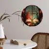 Gnooms - Kerst - Raam - Kleurrijk Wandcirkel behangsticker klein -sfeer3