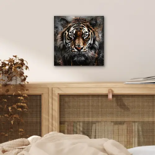 Tijger - Dieren - Portret - Luxe - Zwart aluminium wit klein -sfeer3