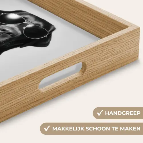 Hond - Zwart - Wijnglas - Zonnebril Dienblad Rechthoek middel -USP_HandgreepNL