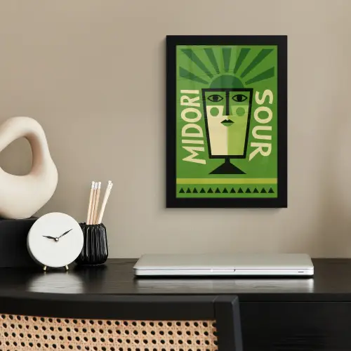 Grafisch - Art - Cocktail - Groen fotolijst zwart zonder passe partout klein -sfeer1