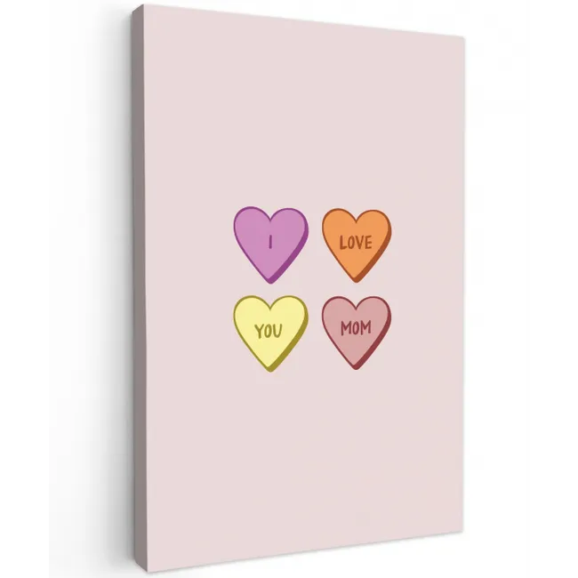 Hartjes - Pastel - Liefde - Moeder Tuinposter op houten frame 2 cm dik middel -3d