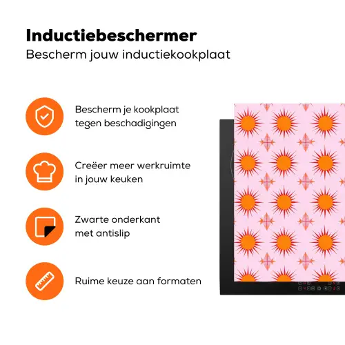 Zon - Patroon - Roze Inductie beschermer vinyl 3mm klein 276 -zzzzzzz-td-ups