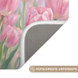 Tulpen - Veld - Lente - Roze Badmat klein -USP_AntislipDE