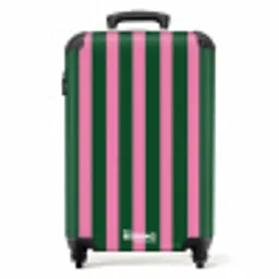 Verticale strepen - Groen - Roze NBS - Handbagage koffer - Volwassenen Unisex middel -productfoto_recht