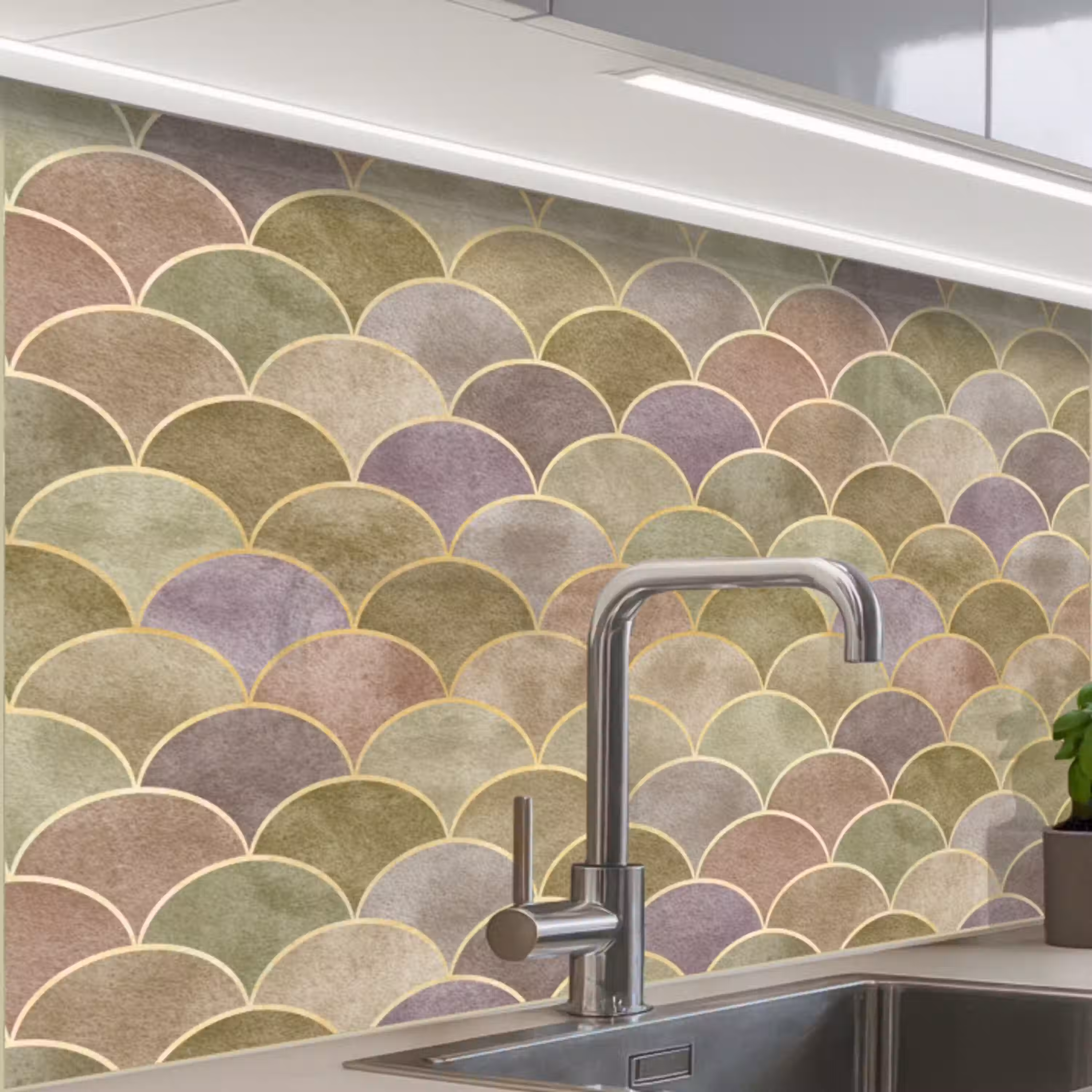Zacht - Goud - Kleurrijk keuken achterwand 2 middel 865 -zzzz3d_schuin