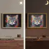 Kat - Graffiti - Dieren - Kleuren - Grijs Light Box met batterij (Wandlamp) middel -sfeer3