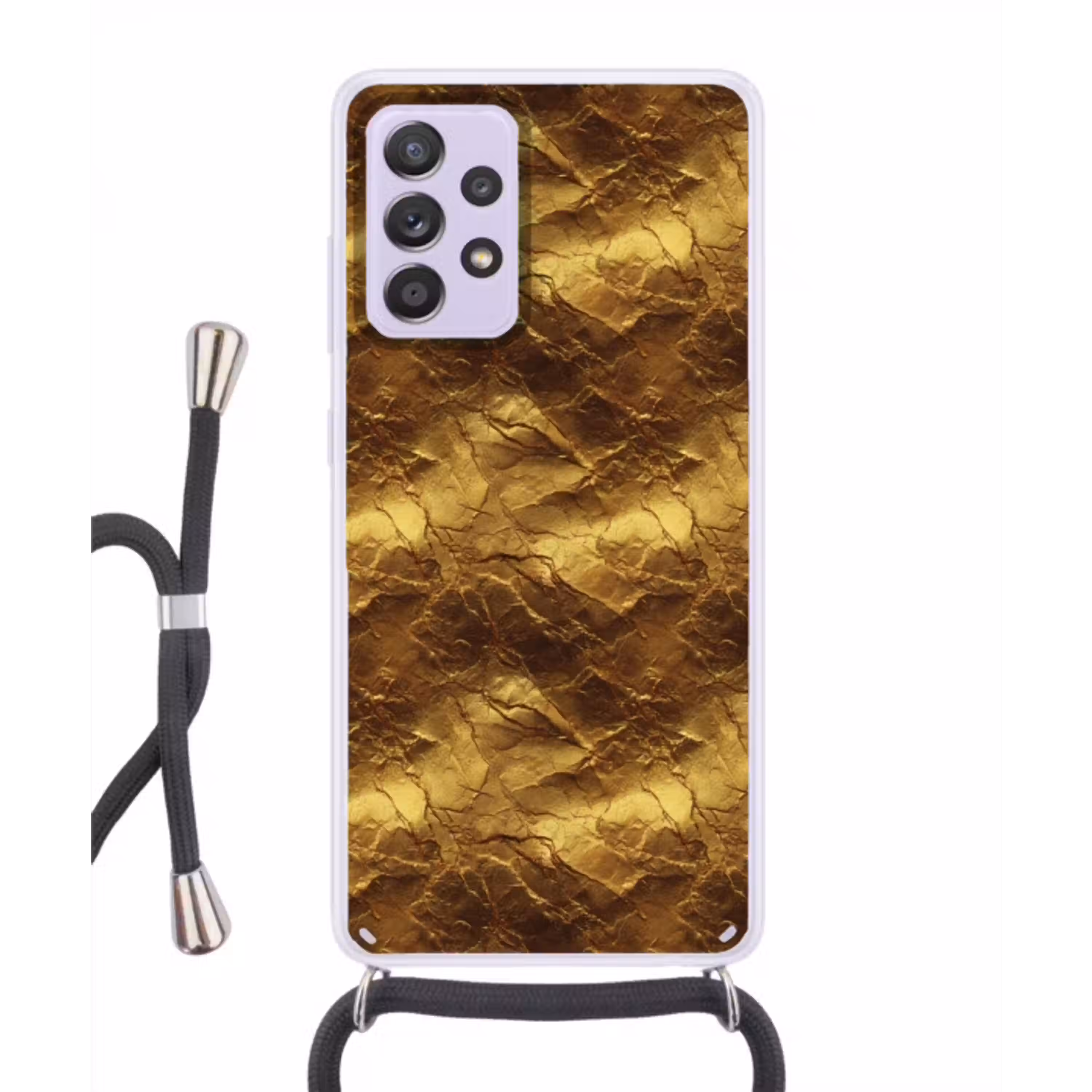 Bladgoud - Textuur  - Goud Hoesje Samsung Galaxy A52 5G met koord klein 816 -3d