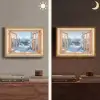 Doorkijk - Winterlandschap - Natuur - Berg - Bomen - Hout Light Box met batterij (Wandlamp) middel -sfeer3