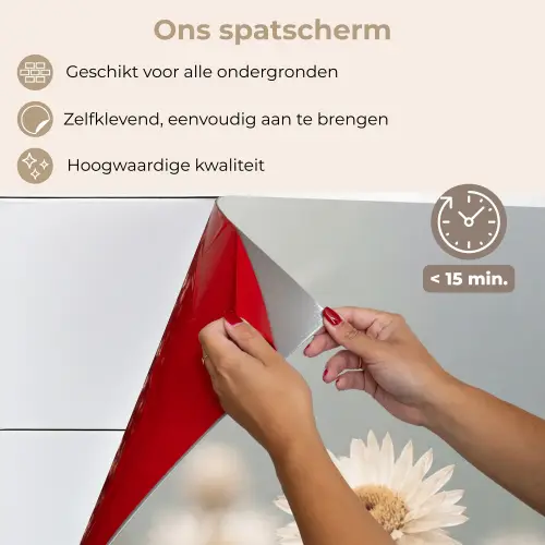 Strobloemen - Wit - Daglicht keuken achterwand spatscherm klein -spatscherm_NL