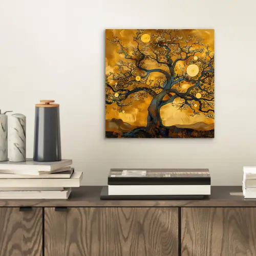 Boom - Levensboom - Abstract - Goud aluminium wit klein -sfeer1