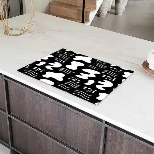 Wit - Zwart - Dynamisch - Patroon Inductie beschermer vinyl 3mm klein 276 -sfeer8