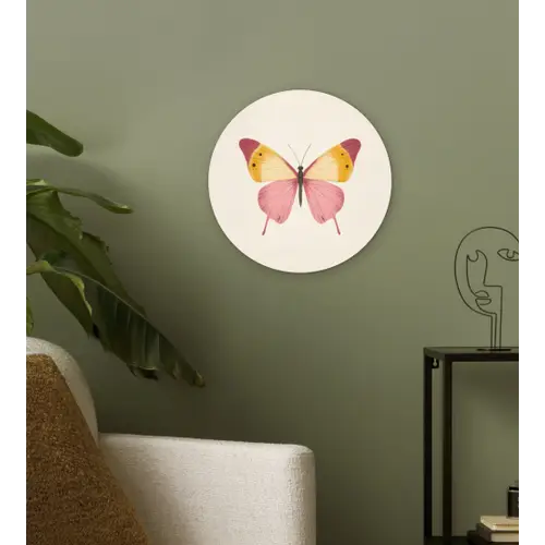 Vlinder - Illustratie - Roze Wandcirkel plexiglas klein -sfeer3