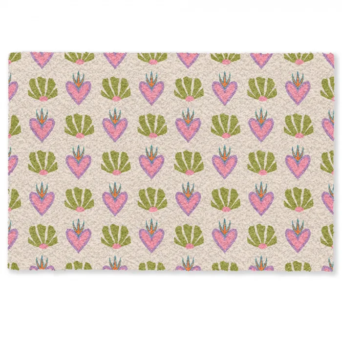 Patroon - Beige - Hartjes - Bloemen Deurmat klein 898 -zkaufland3d