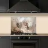 Verf - Abstract - Beige - Kunst keuken achterwand spatscherm klein -sfeer1