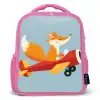 Vos - Vliegtuig - Blauw Kinderrugzak - Roze middel -3d