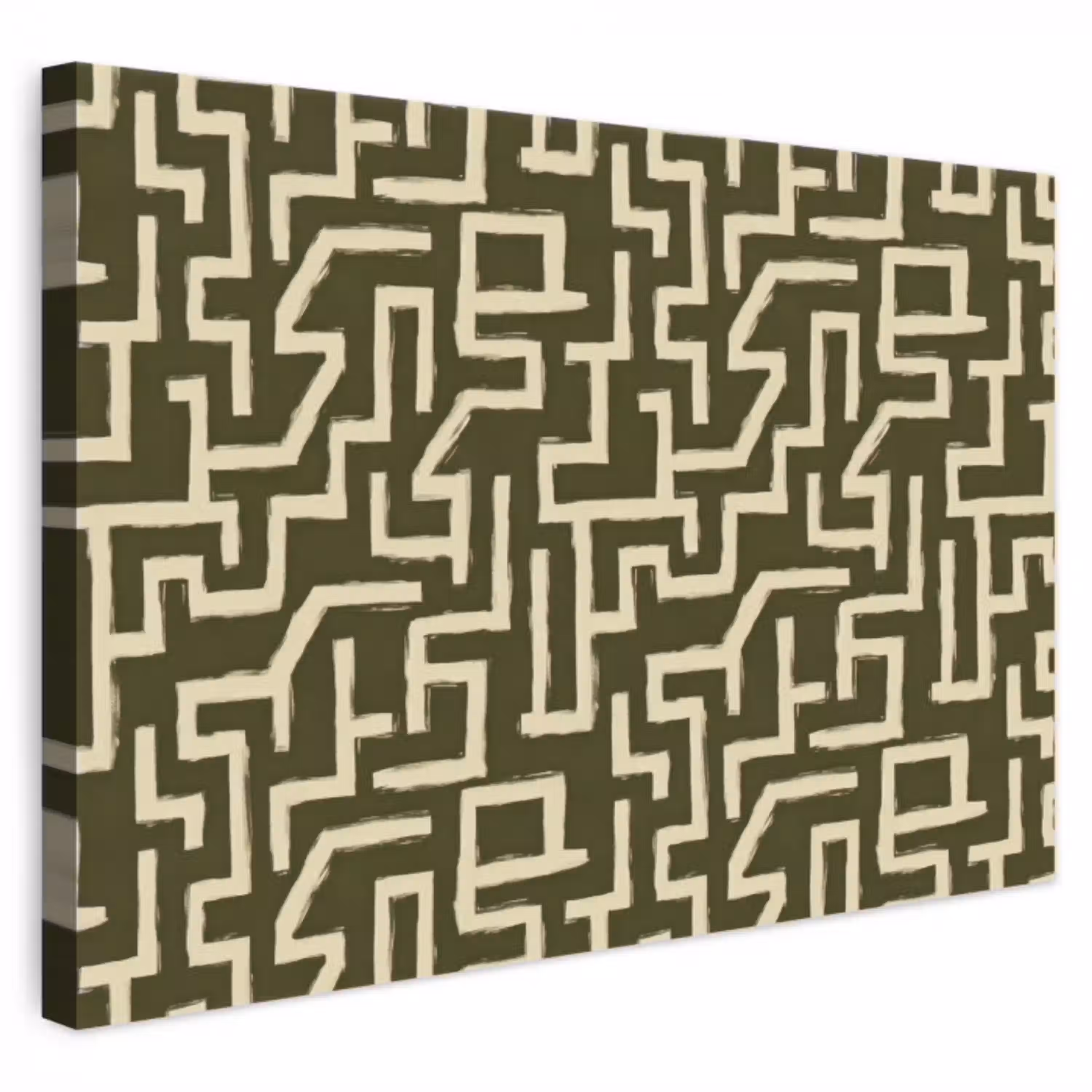 Abstract - Lijnen - Groen canvas 2cm klein 34 -3d