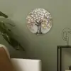 Boom - Beige - Grijs - Goud - Abstract Akoestische PET Vilt - Rond klein -sfeer2