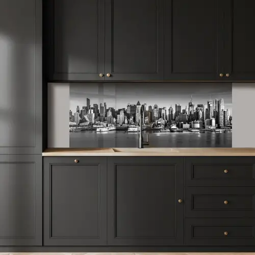 Skyline - Stad - Wolkenkrabbers - Zwart - Wit keuken achterwand 2 middel -sfeer1