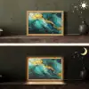 Marmer - Goud - Blauw groen - Abstract - Turquoise Light Box met kabel (Tafellamp) klein -sfeer3