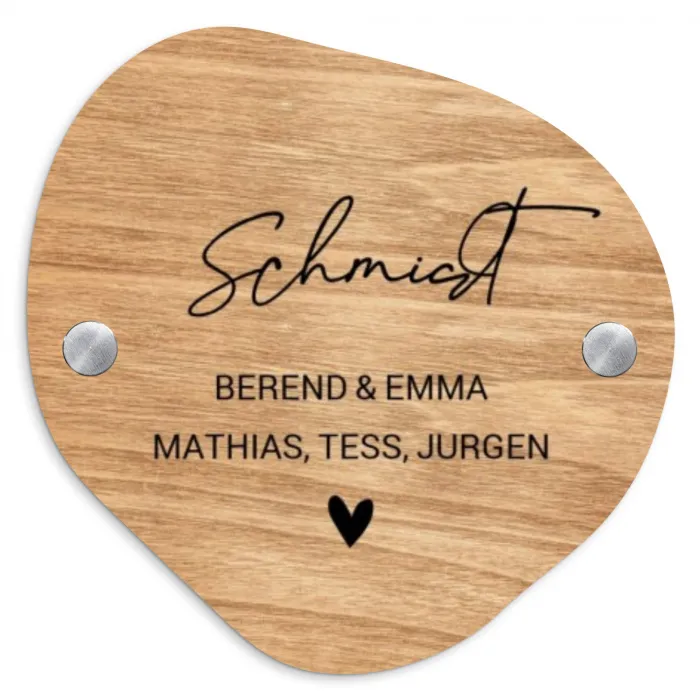 Licht hout - Sierlijk Naambord Organisch middel -3d