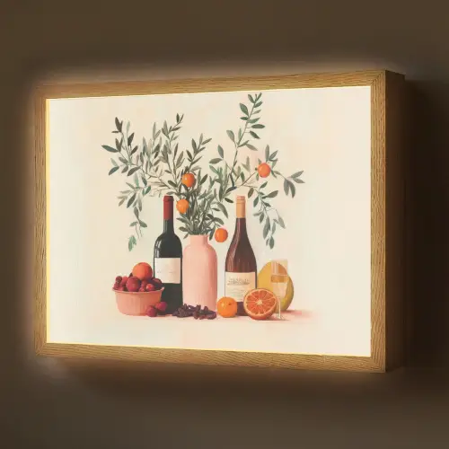 Wijnflessen - Takken - Sinaasappels Light Box met batterij (Wandlamp) middel -z3d_website