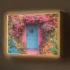 Bloemen - Deur - Roze Light Box met batterij (Wandlamp) middel -z3d_website