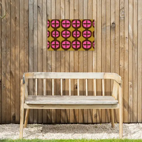 Modern - Patroon - Roze Tuinposter op houten frame 2 cm dik klein 845 -sfeer4