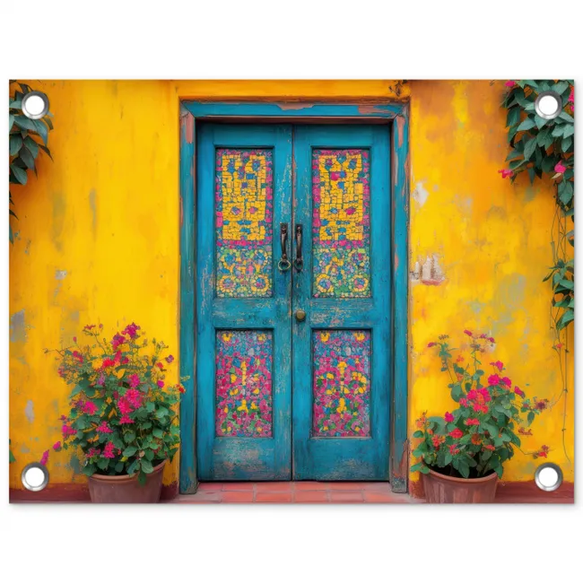 Deuren - Kleurrijk - Planten tuinposter los doek klein -3d