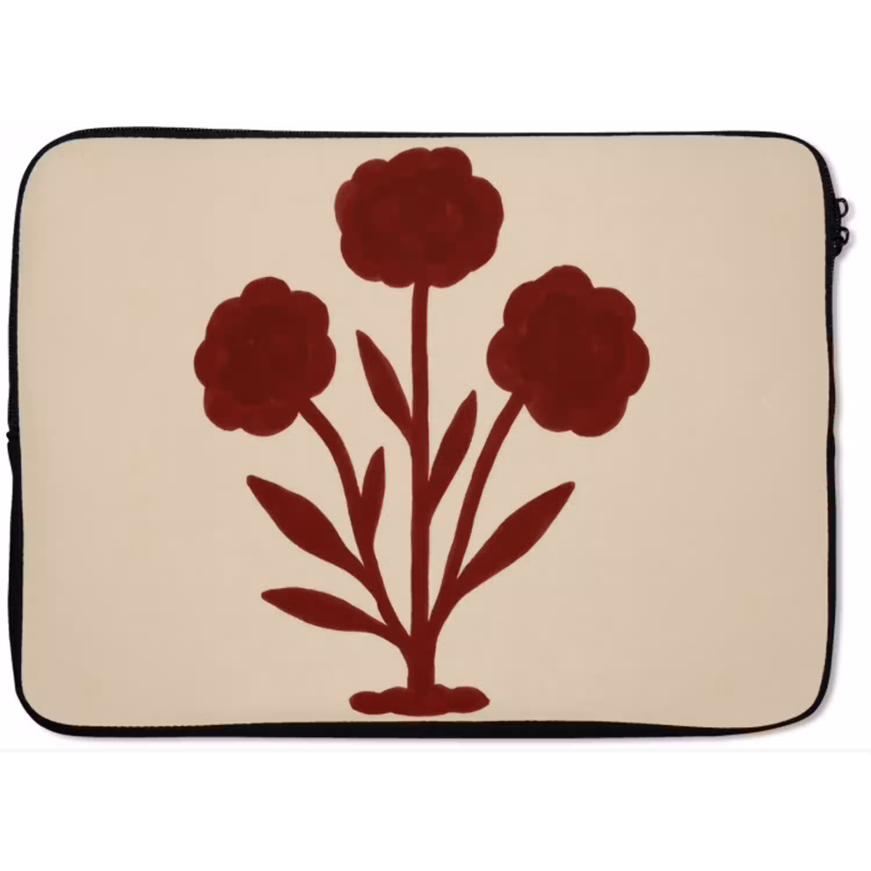 Bloemen - Bladeren - Rood - Minimalistisch laptophoes neopreen klein -zkaufland3dotto