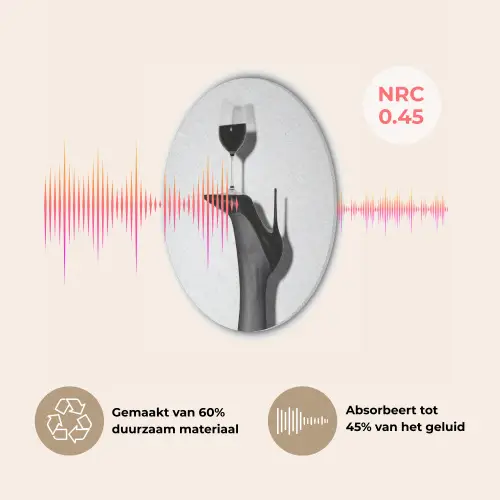 Hak - Wijn - Minimalistisch - Zwart Akoestische PET Vilt - Rond klein -USP_NL