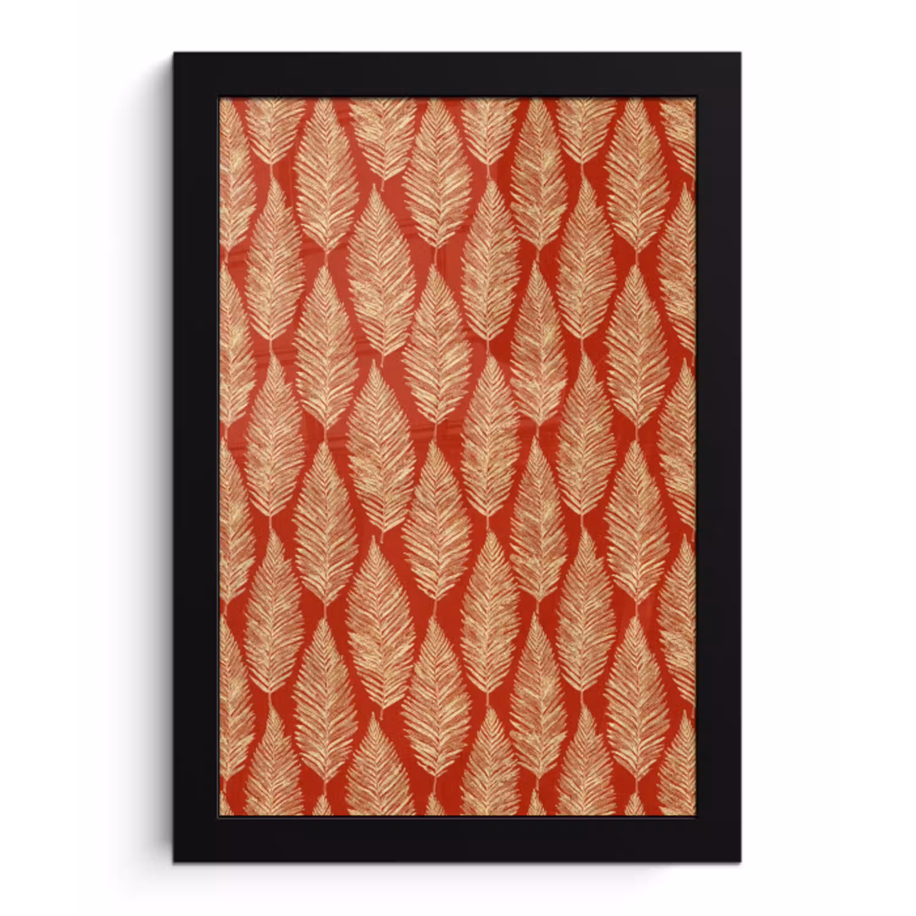 Rood - Botanisch - Varen - Patroon fotolijst zwart zonder passe partout klein 224 -3d