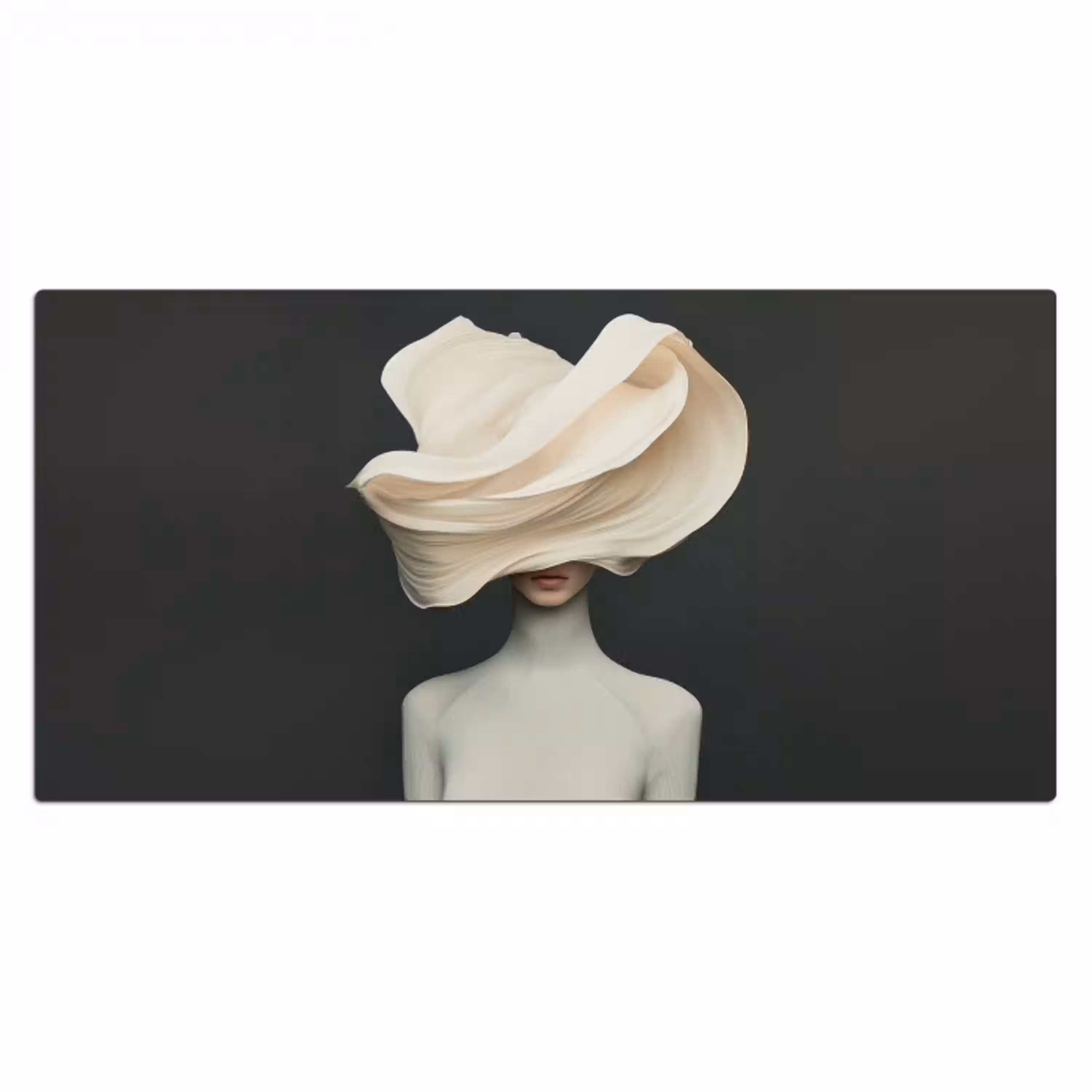Vrouw - Beige - hoed Muismat XXL klein -3d_leeg