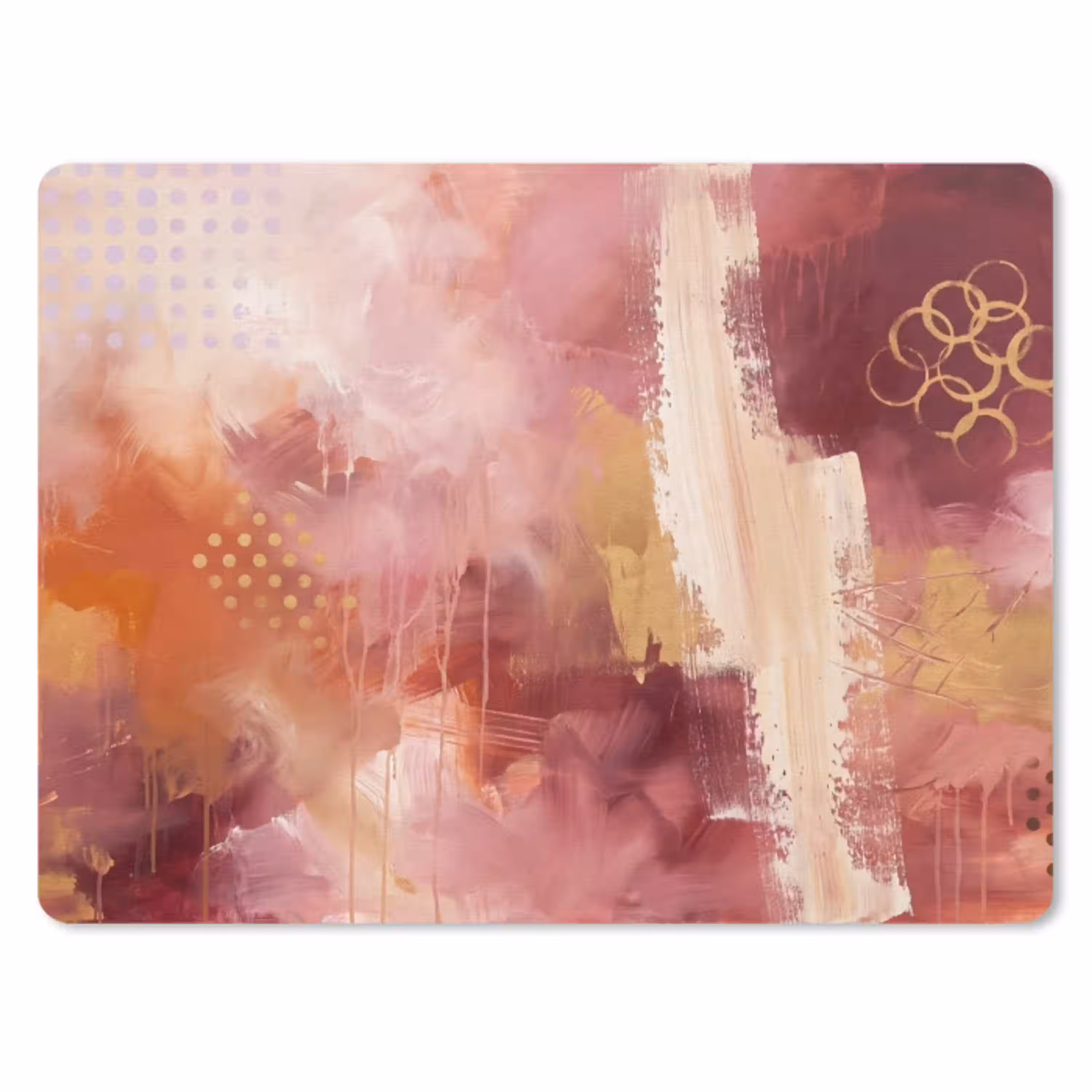 Abstract - Rood - Goud - Modern - Kunst muismat rubber klein -3d
