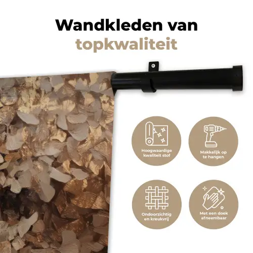 Gezicht - Vrouwe - Bladeren - Penseelstreken Wandkleed katoen klein -sfeer2