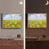 Zonnebloemen - Bloemen - Wolken - Natuur - Geel - Landschap Light Box met batterij (Wandlamp) middel -sfeer3