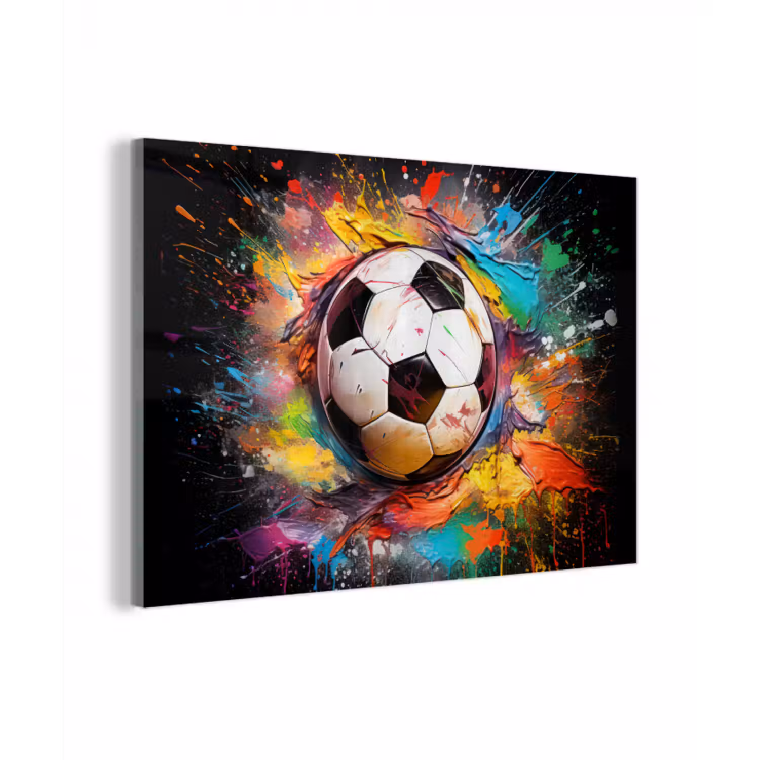 Glasbild - Fußball - Farbe - Farben - Schwarz - Weiß
