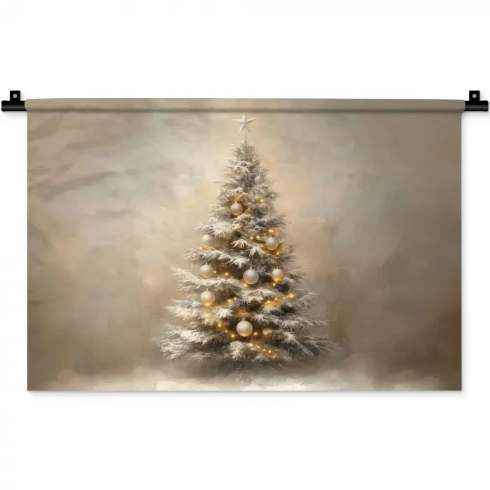 Kerst - kerstboom - Sneeuw - Art Wandkleed katoen klein -zz3d