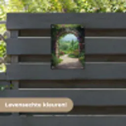Doorkijk - Landschap - Bloemen - Pad - Uitzicht tuinposter los doek klein -sfeer3