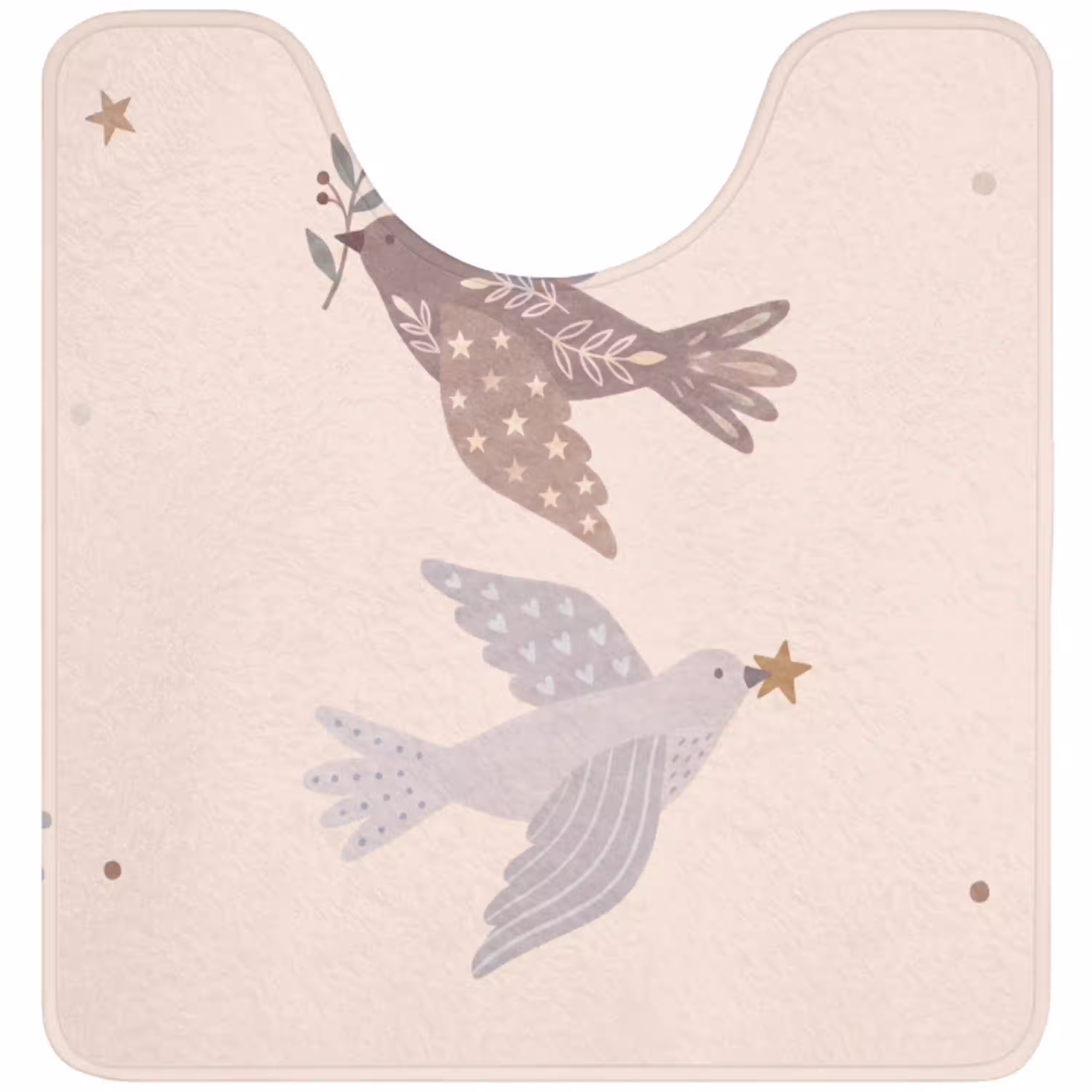 Vogel - Bessen - Natuur - Modern - Beige WCmat U-uitsnede middel -3d