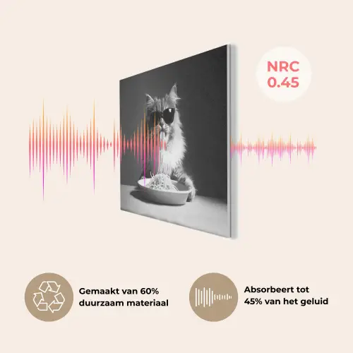 Langharige kat - Zonnebril - Spaghetti - Humor - Zwart - wit PET vilt klein -USP_NL