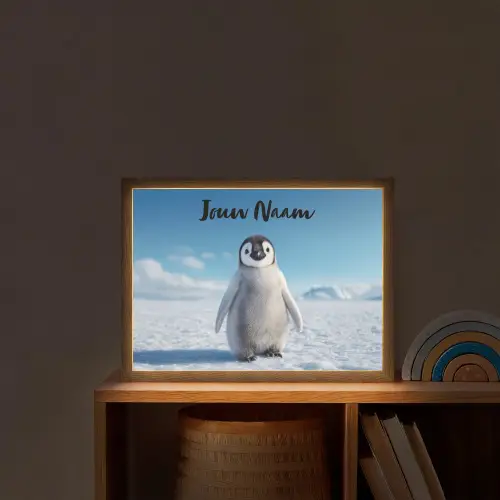 Pinguïn - Sneeuw - Landschap - Wit Light Box met batterij (Wandlamp kind) middel -sfeer1_kind