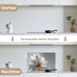 Bloem - Wit - Neutraal keuken achterwand spatscherm klein -voor_na_DE