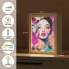 Vrouw - Portret - Abstract - Paars Light Box met kabel (Tafellamp) klein -USP_NL