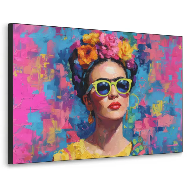 Art frame - Vrolijk portret - Vrouw - Bloemenkroon