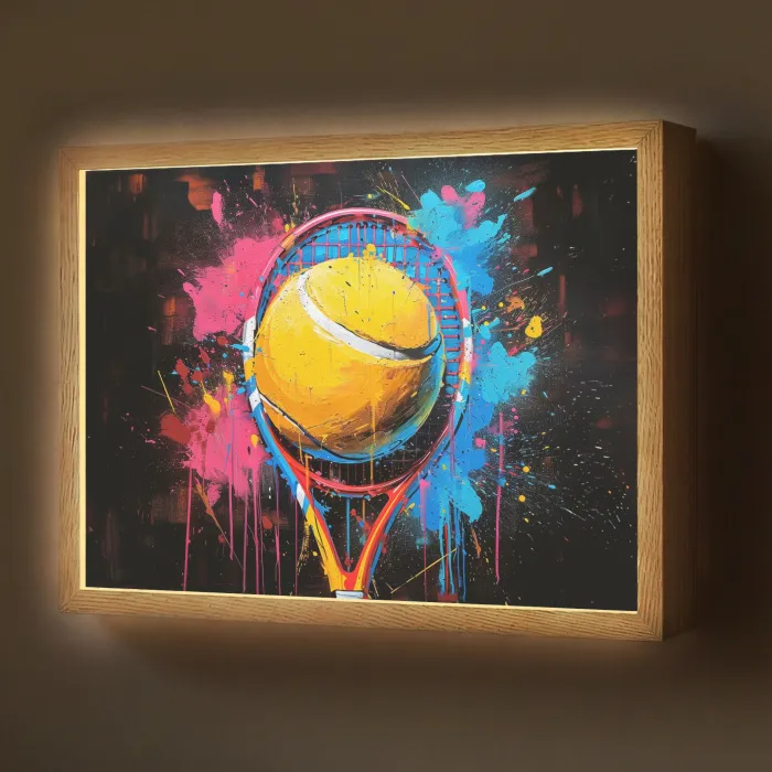 Graffiti - Tennis - Sport - Racket Light Box met batterij (Wandlamp) middel -z3d_website