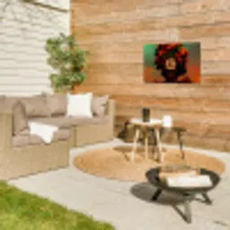 Vrouw - Frambozen - Bladeren Tuinposter op houten frame 2 cm dik klein -sfeer2