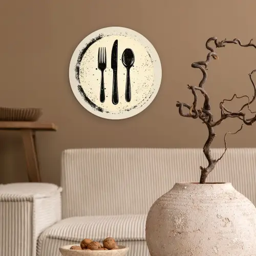 Zwart - Bestek - Rondje Wandcirkel kunststof plaat 5mm dik klein -sfeer1