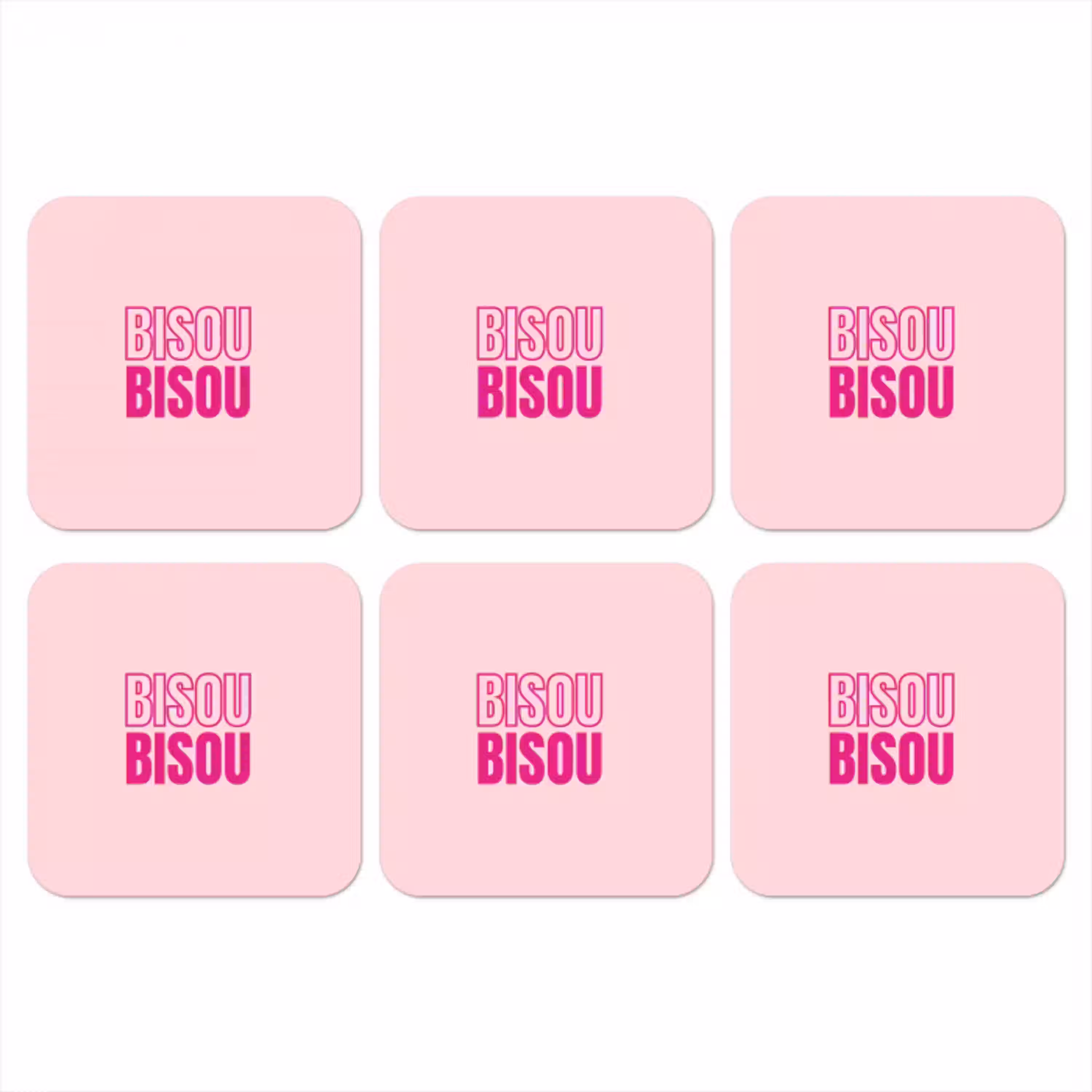 Bisou - Roze - Minimalistisch onderzetter kurk middel -3d