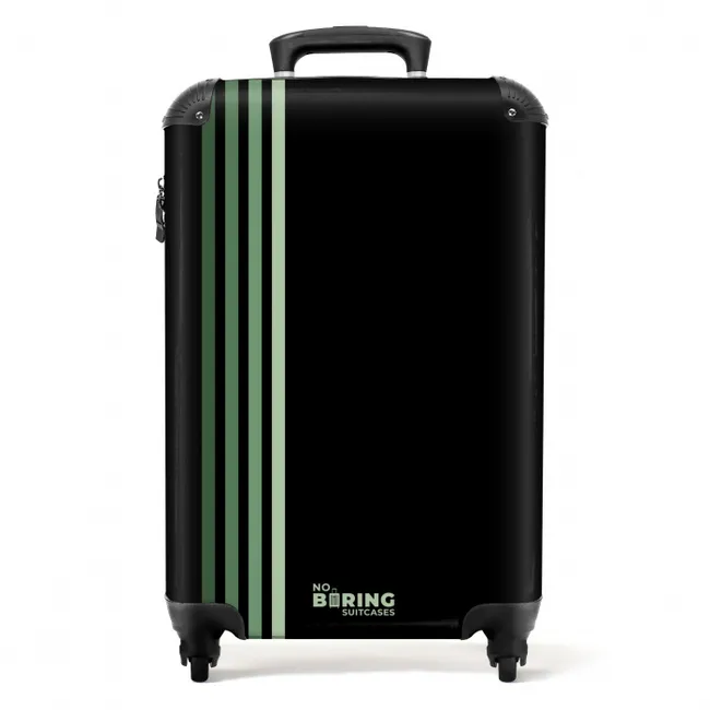 Suitcase - Black background with four vertical green lines on the left